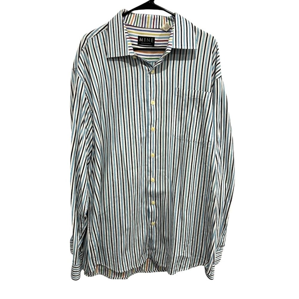 MINE Striped Multicolor Button-Up Long Sleeve Mens Shirt Sz 2XT